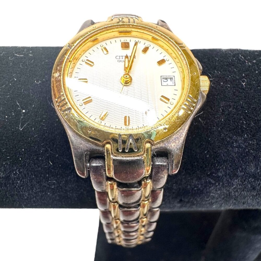 CITIZEN 1010-K09931 CK Two Tone Quartz Analog Ladies Watch NEEDS BATTERY Vintage